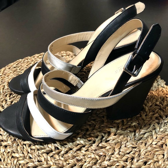 BOTKIER New York Sera Leather Sandal Heels Black Multi Sz 8.5 - Picture 6 of 12